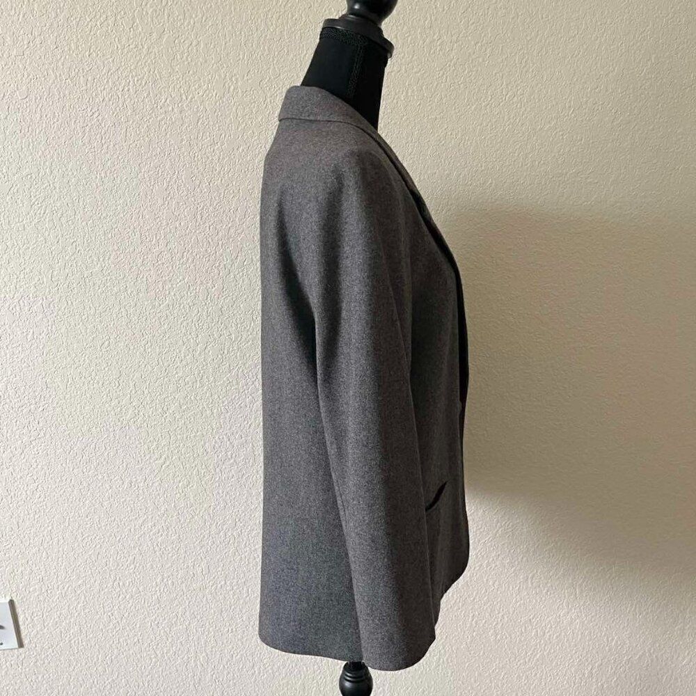 Sag Harbor Jacket Women's size 8P Grey Wool Blend Career Blazer One Button - Picture 6 of 11